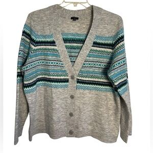 Talbots Plus Fair Isle Button Down Sweater Cardigan Size 1X
